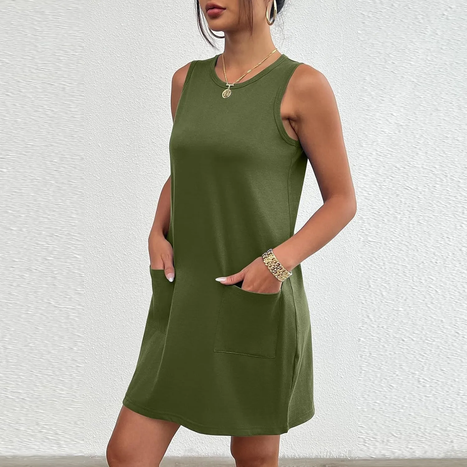 2025 Casual Beach Sun Dresses for Women Tank Tiny Solid Color Vacation Casual Sun Dresses Date Night Spring Summer