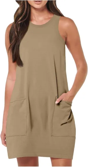 2025 Trendy Casual Beach Sundresses for Women Solid Color Tank Sporty Vacation Casual Sun Dresses Going Out Summer