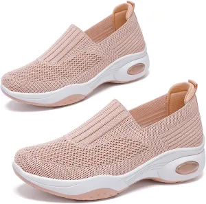 Aceptolcom Women Walking Shoes Sock Sneakers Slip-On Breathable Mesh Trainers Women's Comfortable Casual Ladies Air Cushion Athletic Shoes Running Jogging Shoes