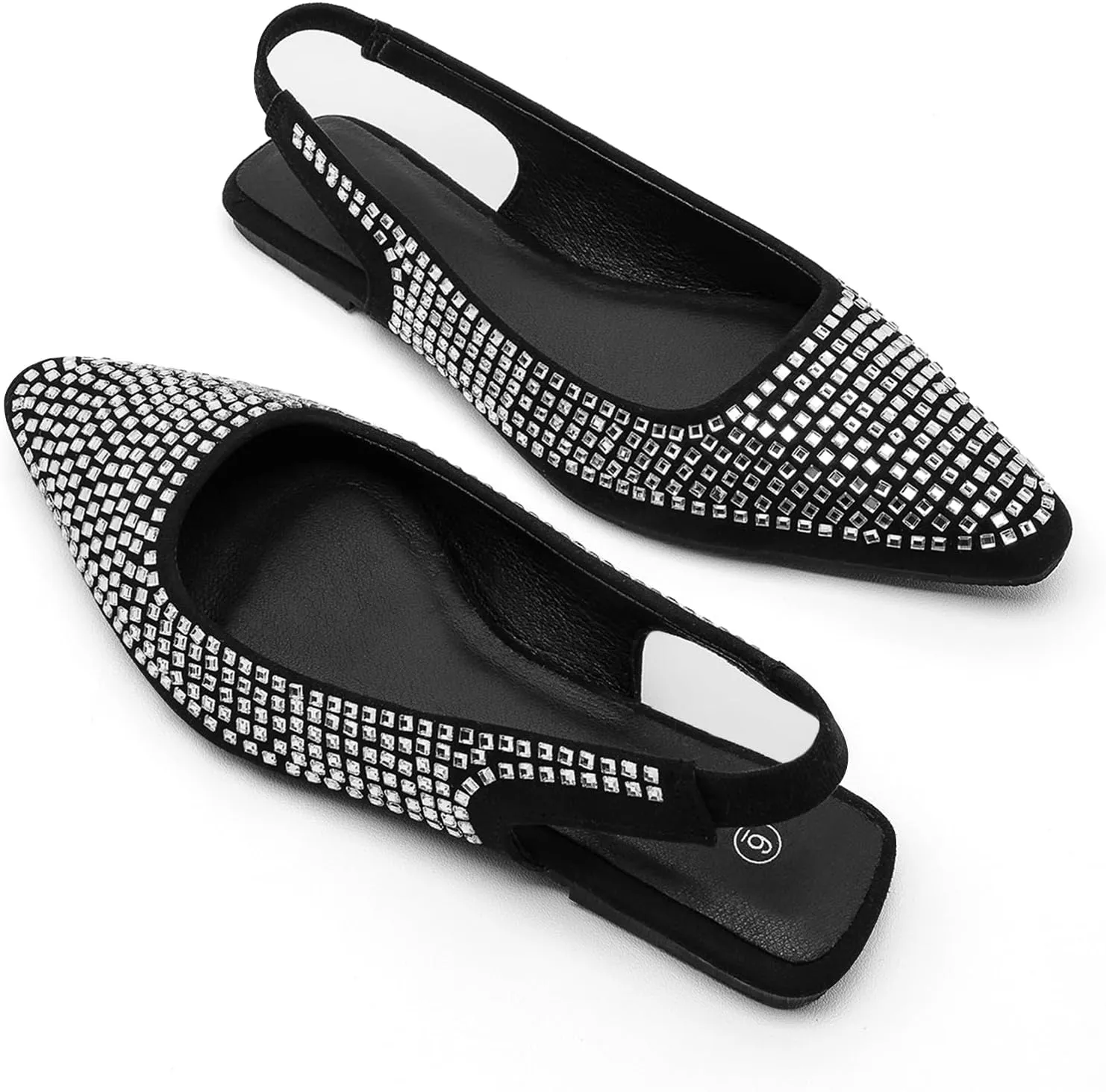 ADAMUMU Rhinestone Flats for Women Sparkly Crystals Ballerina Shoes Crystals Sparkly Mary Jane Flats Round Toe Buckle Strap Design Comfortable and Non Slip Sole Flat for Daily Wear and Work