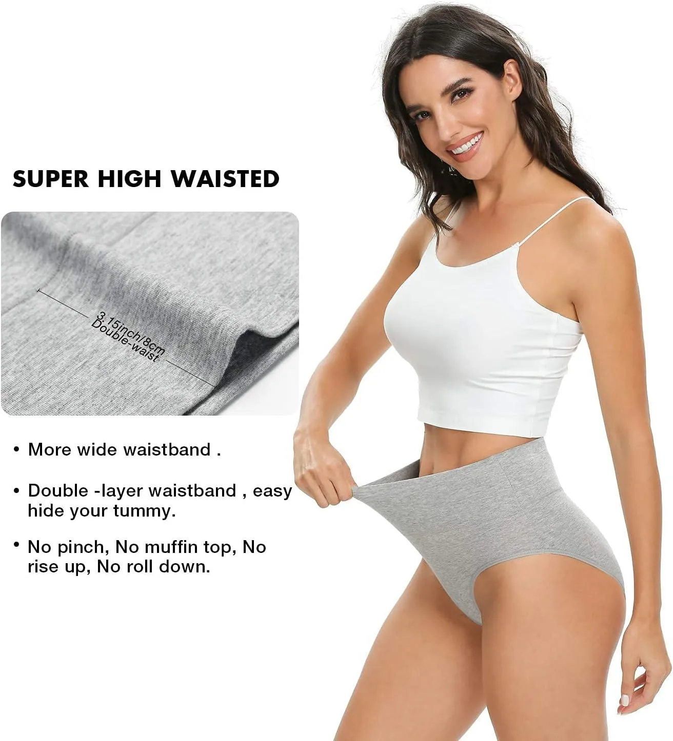 Altheanray Womens Underwear Cotton Briefs - High Waist Tummy Control Panties for Women Postpartum Underwear Soft
