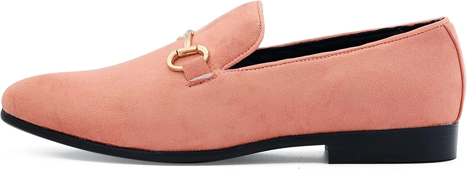 Amali Bradford - Microfiber Men's Slip-On Loafer with Gold Metal Bit - Smoking Slip On Dress Shoes for Men - Microfiber Formal Loafers for Men