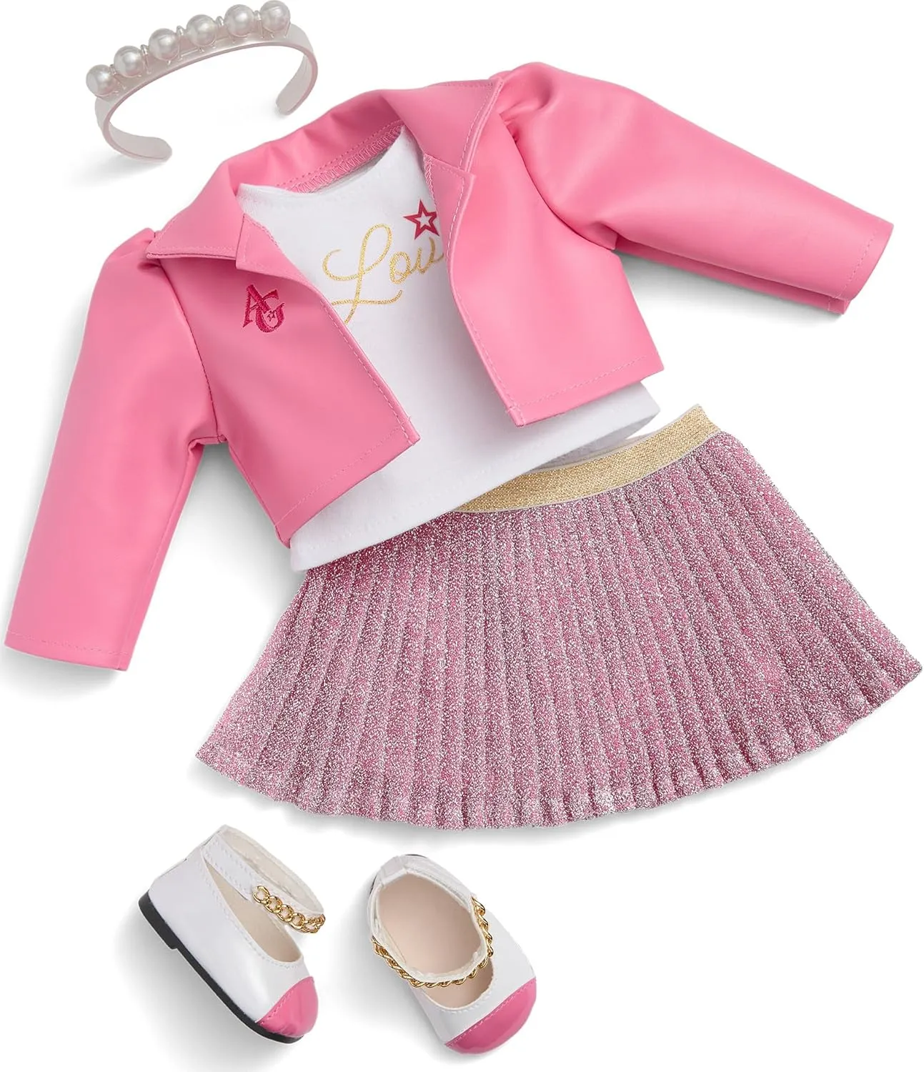 American Girl Truly Me 18-inch Doll Celebrity Chic Outfit with Jacket, Top, Skirt, Flats, and Ankle Straps, for Ages 6 