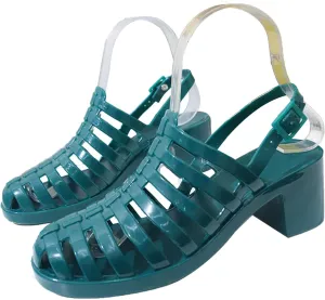 AngryMonkey Women's Crystal Jelly High Heel Sandals,Summer New Baotou Slingback Ankle Strap Sheer Fisherman Beach Shoes