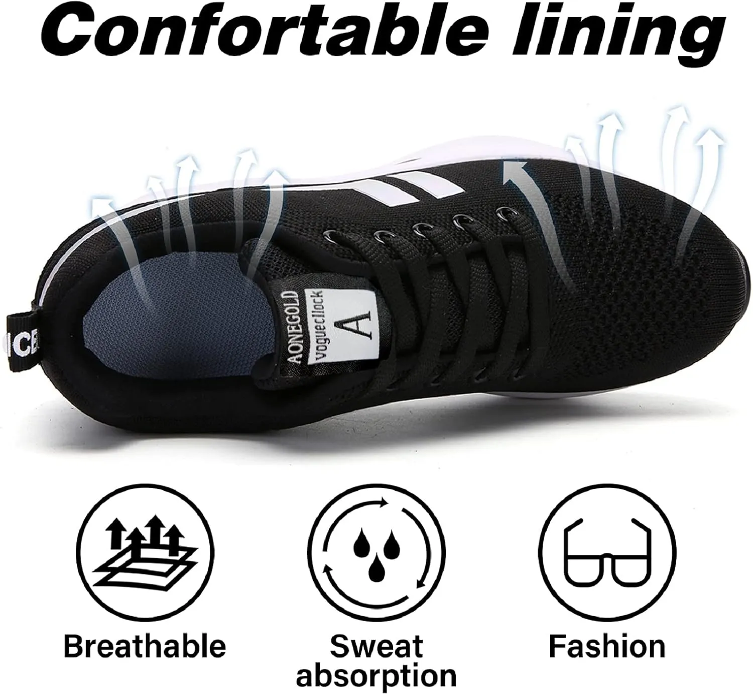AONEGOLD Women's Wedge Sneakers Inner Heightening Walking Shoes Fashion Breathable Lightweight Air Cushion Casual Sneakers