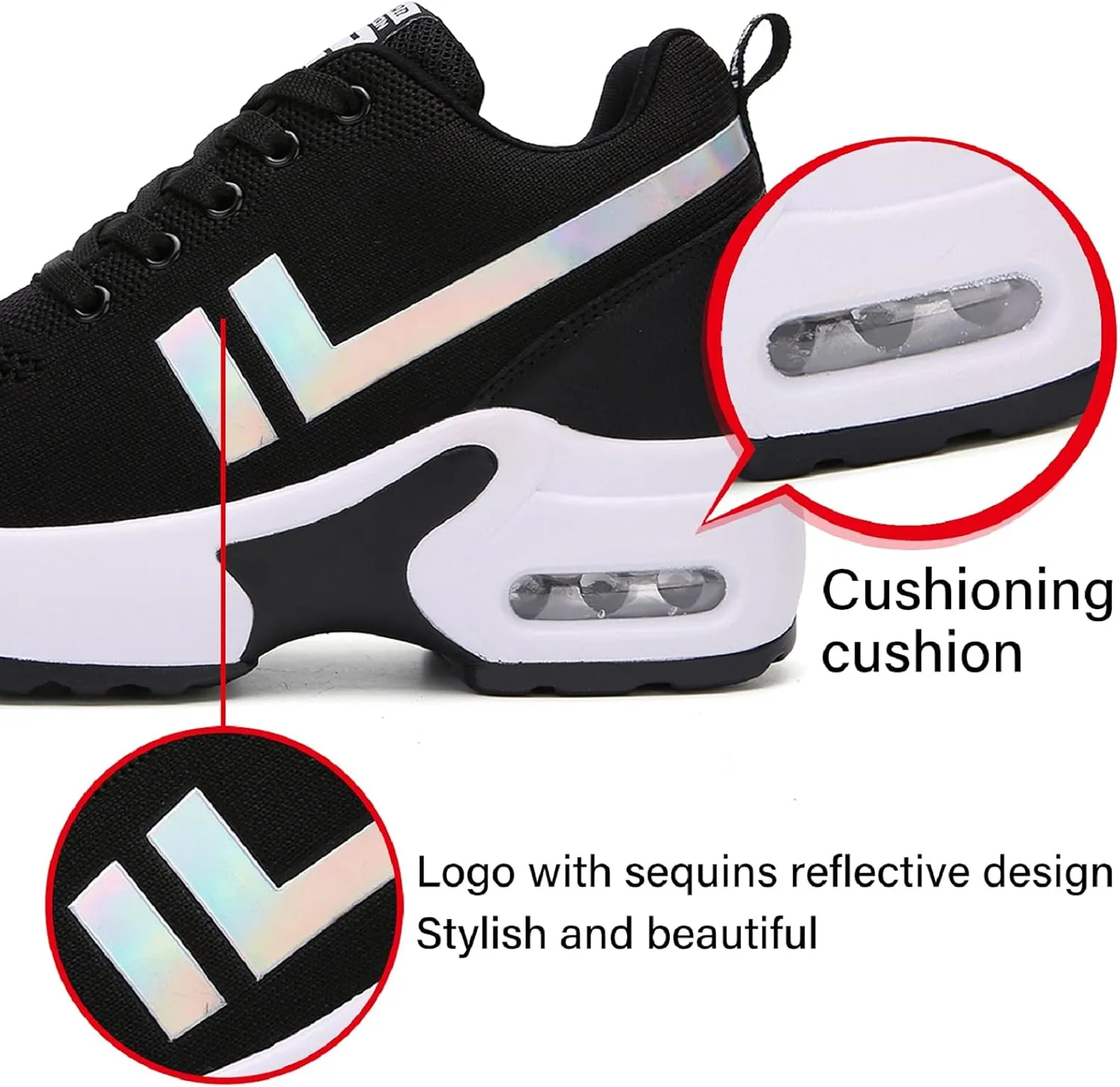 AONEGOLD Women's Wedge Sneakers Inner Heightening Walking Shoes Fashion Breathable Lightweight Air Cushion Casual Sneakers