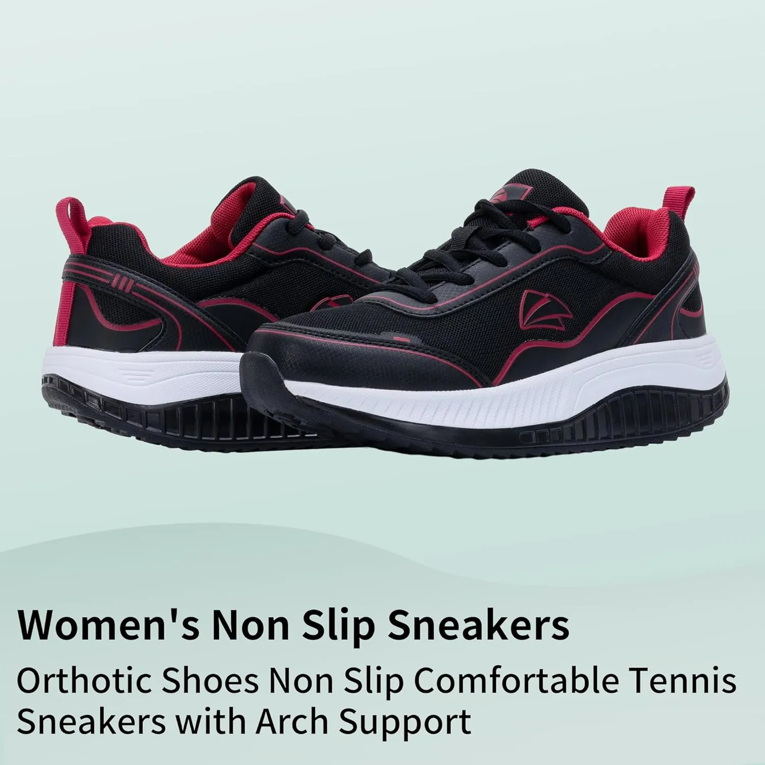 AOV Womens Walking Shoes with Arch Support Plantar Fasciitis Sneakers Gym Tennis for Foot and Heel Pain Relief