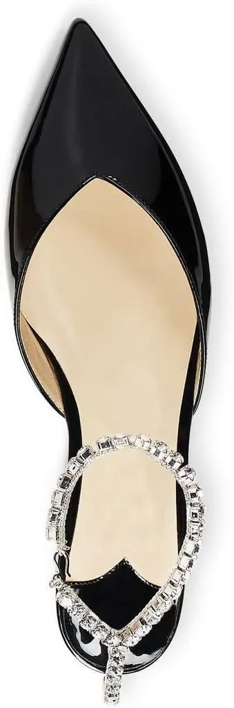 Arqa Women's Ballet Flat Crystal Ankle Strap Low Heels Dressy Comfortable Flats Shoes