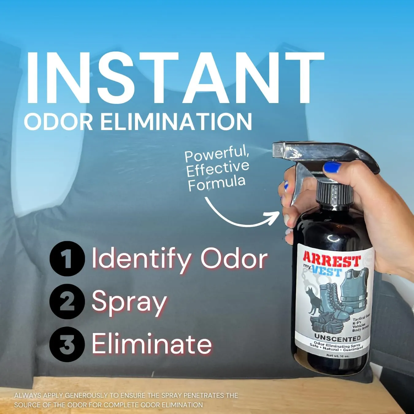 Arrest My Vest Military Grade Odor Eliminating Spray for Body Armor, Tactical Gear, and K9 Equipment. Safe on All Ballistic Vests, Fabrics, & Police Gear - Driftwood Fragrance - 2 16 oz Bottles