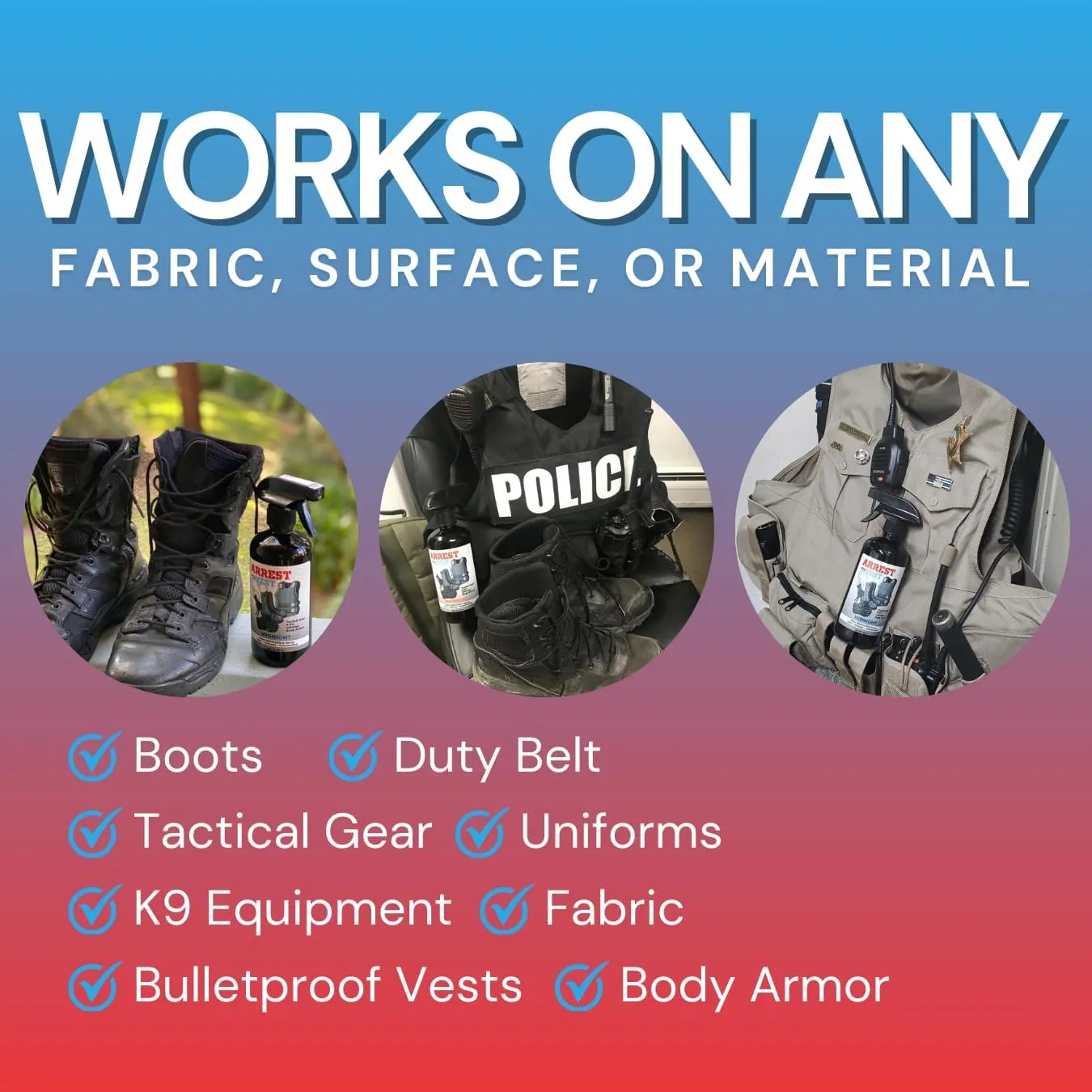 Arrest My Vest Military Grade Odor Eliminating Spray for Body Armor, Tactical Gear, and K9 Equipment. Safe on All Ballistic Vests, Fabrics, & Police Gear - Driftwood Fragrance - 2 16 oz Bottles