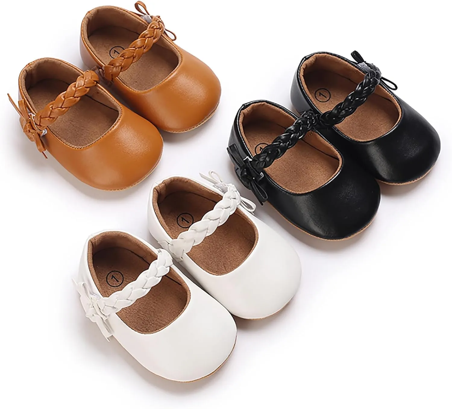 Baby Girls Mary Jane Flats Shoes Moccasins Rubber Non-Slip Soft Sole Toddler Princess Dress Shoes