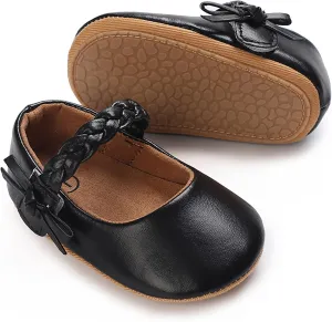 Baby Girls Mary Jane Flats Shoes Moccasins Rubber Non-Slip Soft Sole Toddler Princess Dress Shoes
