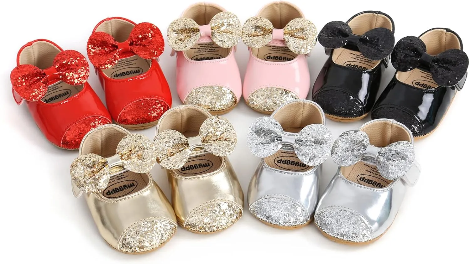 Baby Girls Mary Jane Flats Shoes Moccasins Rubber Non-Slip Soft Sole Toddler Princess Dress Shoes
