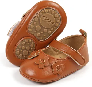 Baby Girls Mary Jane Flats Shoes Moccasins Rubber Non-Slip Soft Sole Toddler Princess Dress Shoes