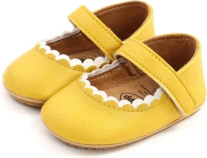 Baby Girls Mary Jane Flats Shoes Moccasins Rubber Non-Slip Soft Sole Toddler Princess Dress Shoes