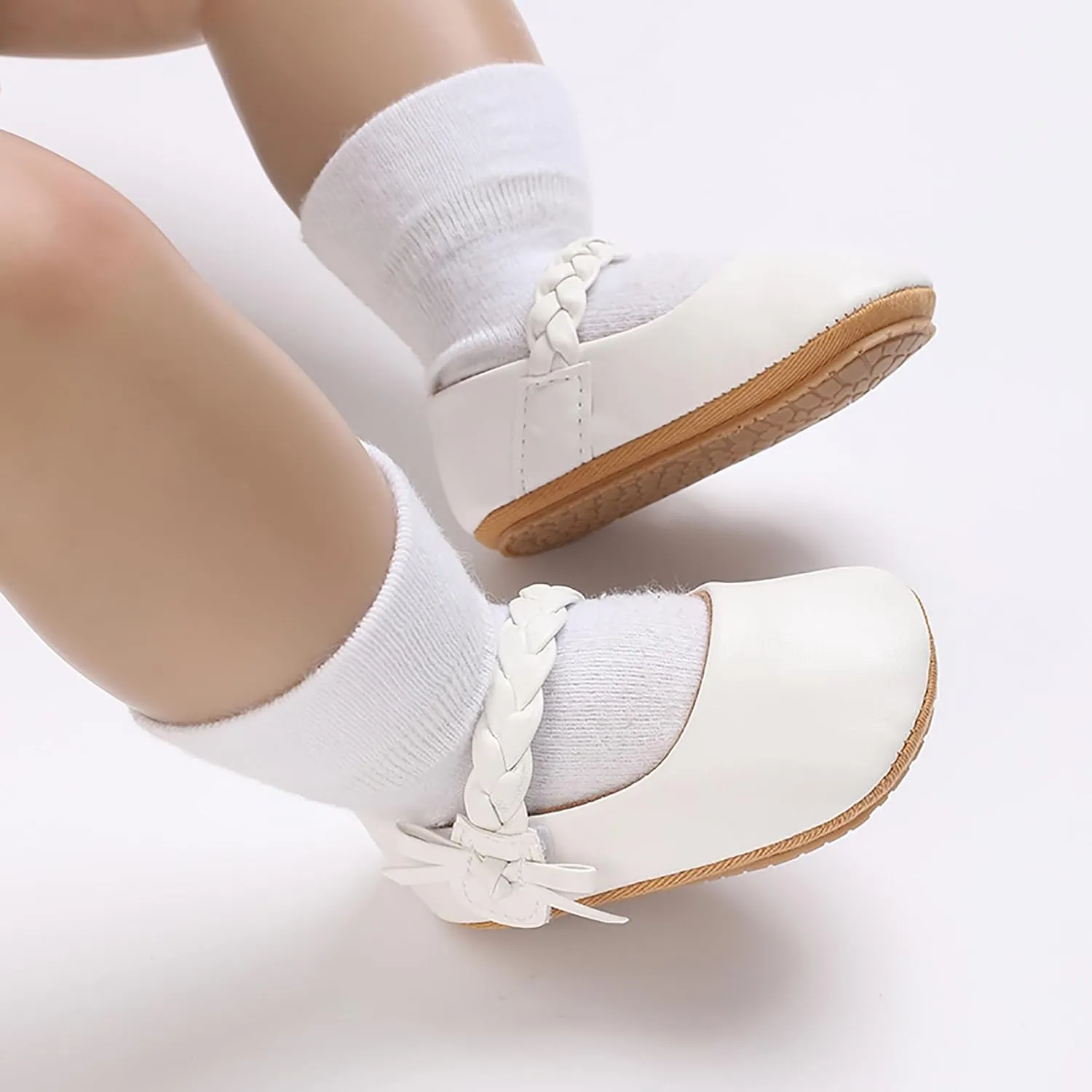 Baby Girls Mary Jane Flats Shoes Moccasins Rubber Non-Slip Soft Sole Toddler Princess Dress Shoes