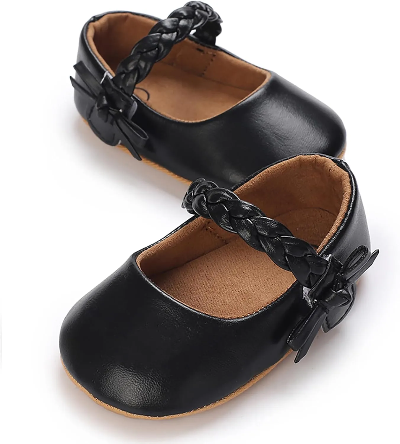 Baby Girls Mary Jane Flats Shoes Moccasins Rubber Non-Slip Soft Sole Toddler Princess Dress Shoes