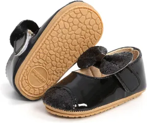Baby Girls Mary Jane Flats Shoes Moccasins Rubber Non-Slip Soft Sole Toddler Princess Dress Shoes