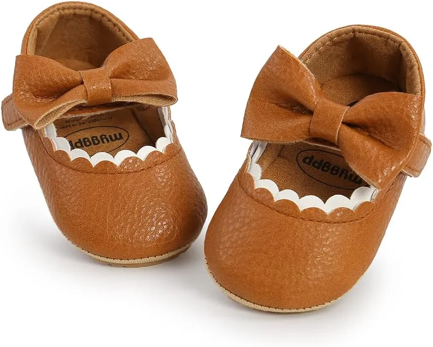 Baby Girls Mary Jane Flats Shoes Moccasins Rubber Non-Slip Soft Sole Toddler Princess Dress Shoes