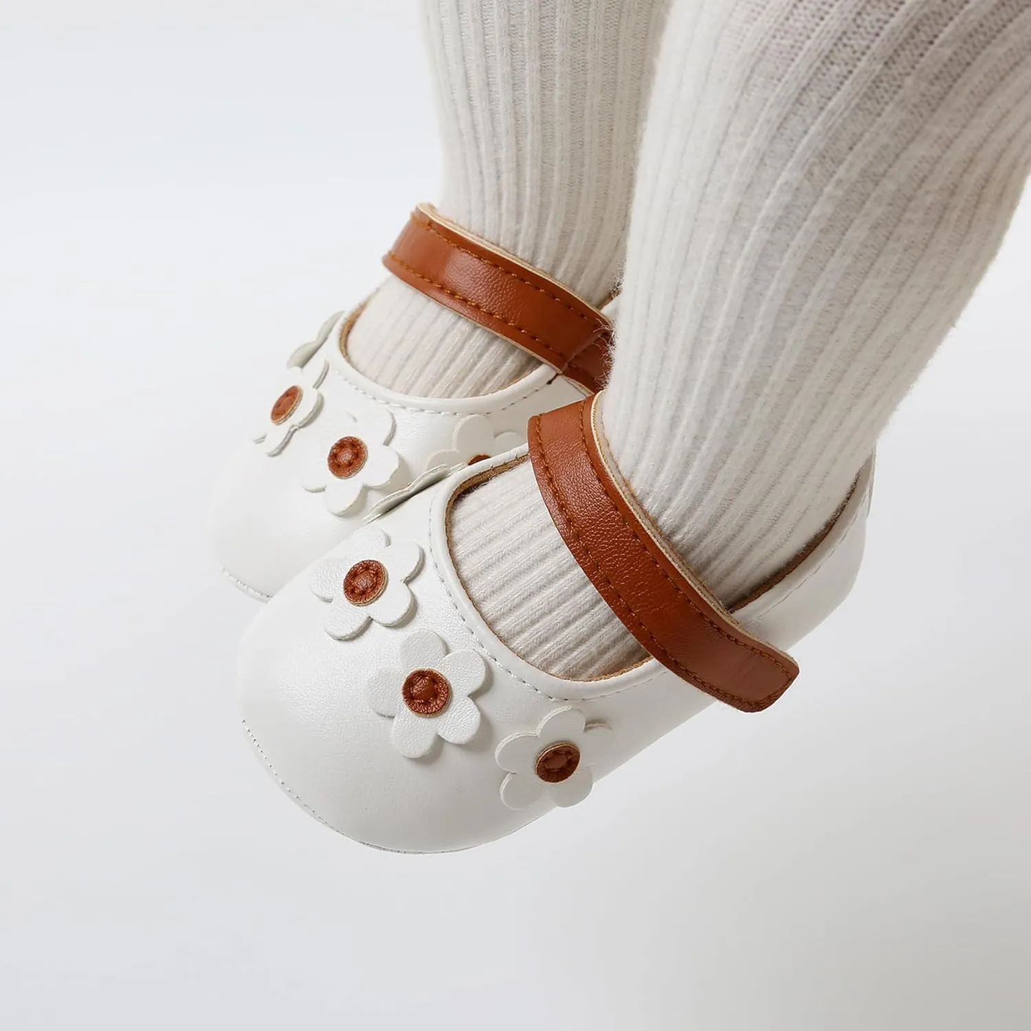 Baby Girls Mary Jane Flats Shoes Moccasins Rubber Non-Slip Soft Sole Toddler Princess Dress Shoes