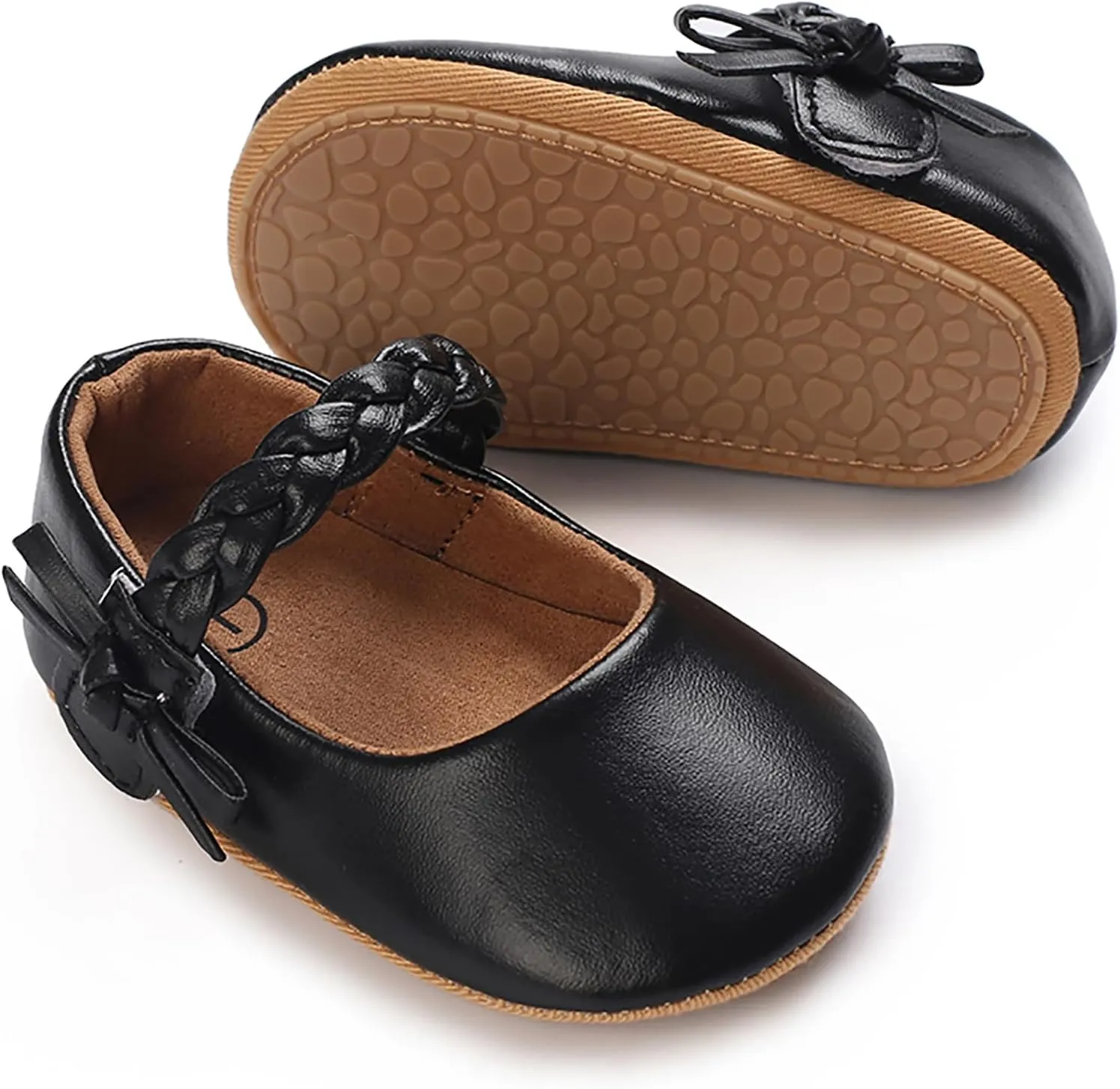 Baby Girls Mary Jane Flats Shoes Moccasins Rubber Non-Slip Soft Sole Toddler Princess Dress Shoes