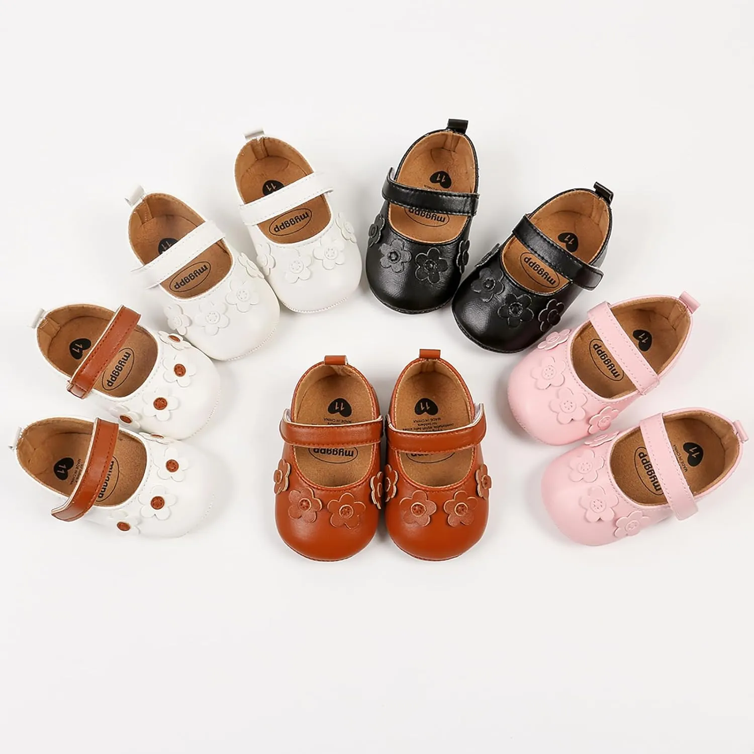 Baby Girls Mary Jane Flats Shoes Moccasins Rubber Non-Slip Soft Sole Toddler Princess Dress Shoes