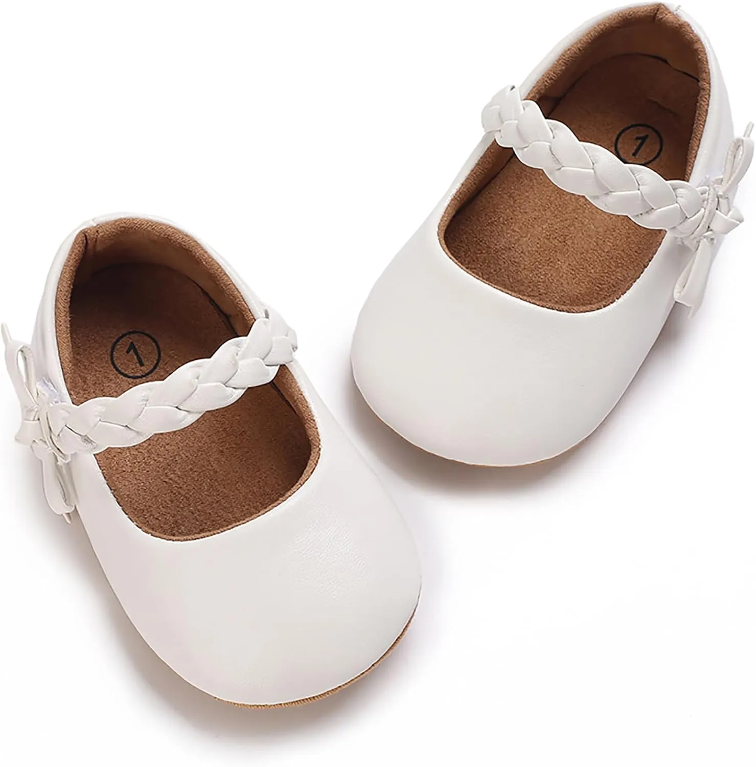Baby Girls Mary Jane Flats Shoes Moccasins Rubber Non-Slip Soft Sole Toddler Princess Dress Shoes