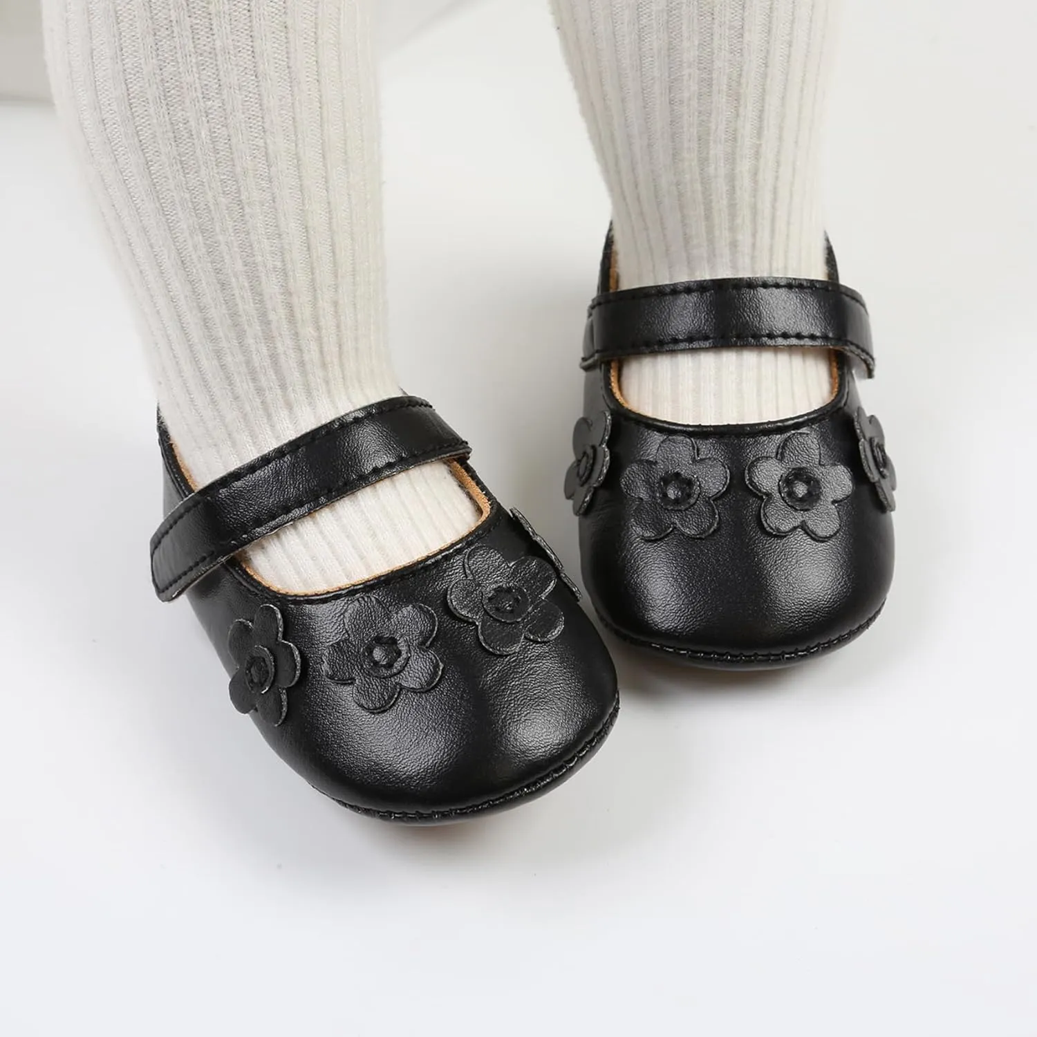 Baby Girls Mary Jane Flats Shoes Moccasins Rubber Non-Slip Soft Sole Toddler Princess Dress Shoes