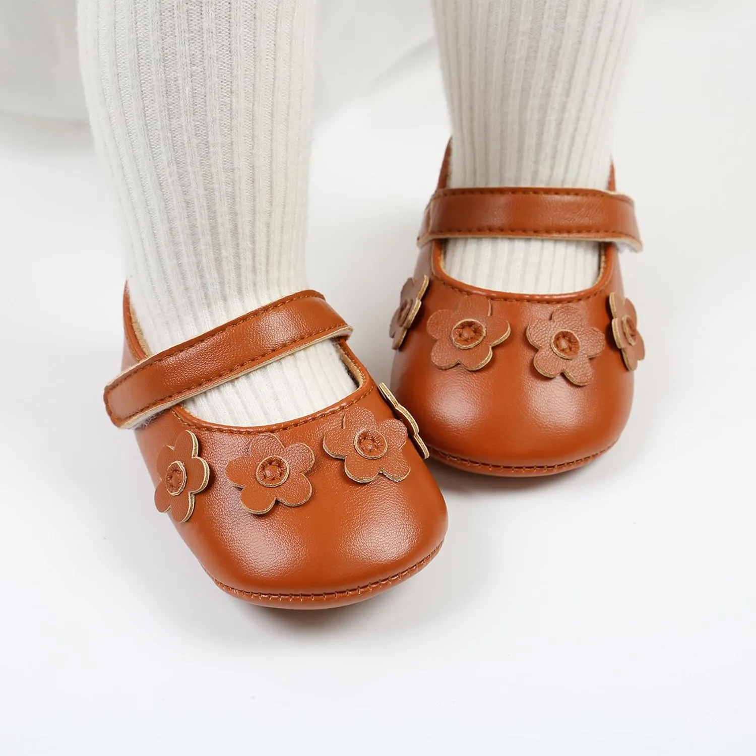 Baby Girls Mary Jane Flats Shoes Moccasins Rubber Non-Slip Soft Sole Toddler Princess Dress Shoes