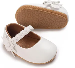 Baby Girls Mary Jane Flats Shoes Moccasins Rubber Non-Slip Soft Sole Toddler Princess Dress Shoes