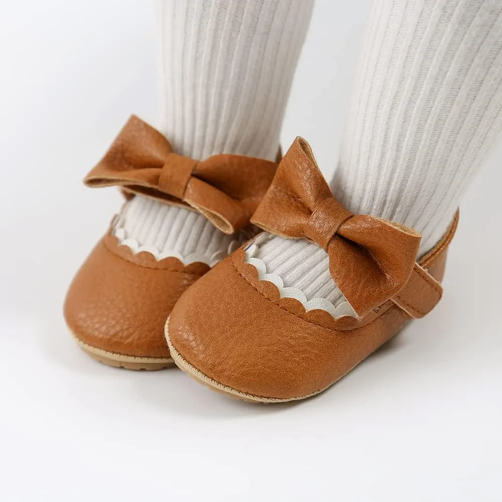 Baby Girls Mary Jane Flats Shoes Moccasins Rubber Non-Slip Soft Sole Toddler Princess Dress Shoes