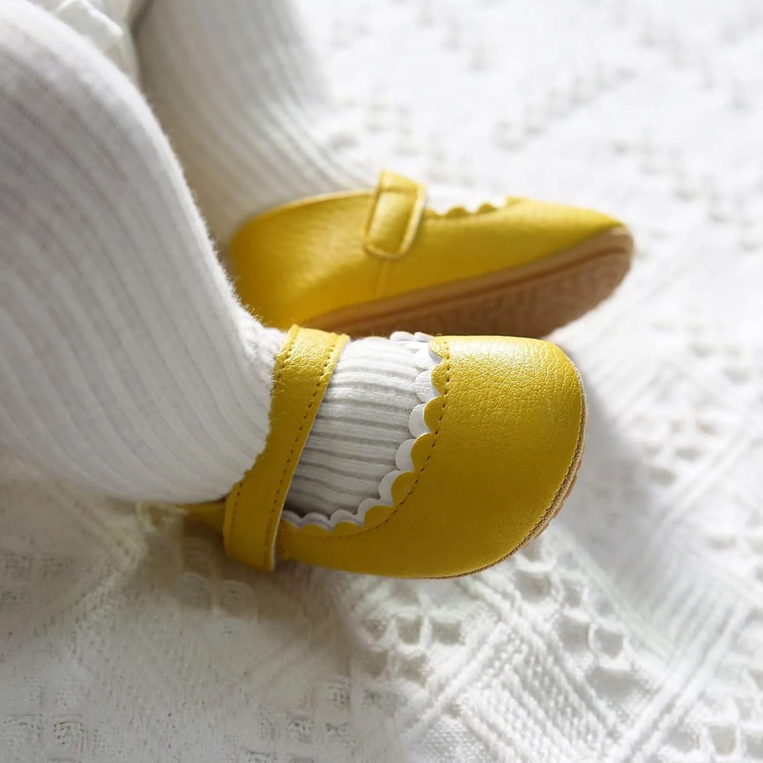 Baby Girls Mary Jane Flats Shoes Moccasins Rubber Non-Slip Soft Sole Toddler Princess Dress Shoes