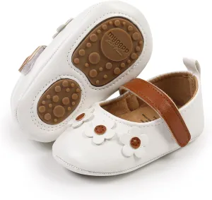 Baby Girls Mary Jane Flats Shoes Moccasins Rubber Non-Slip Soft Sole Toddler Princess Dress Shoes