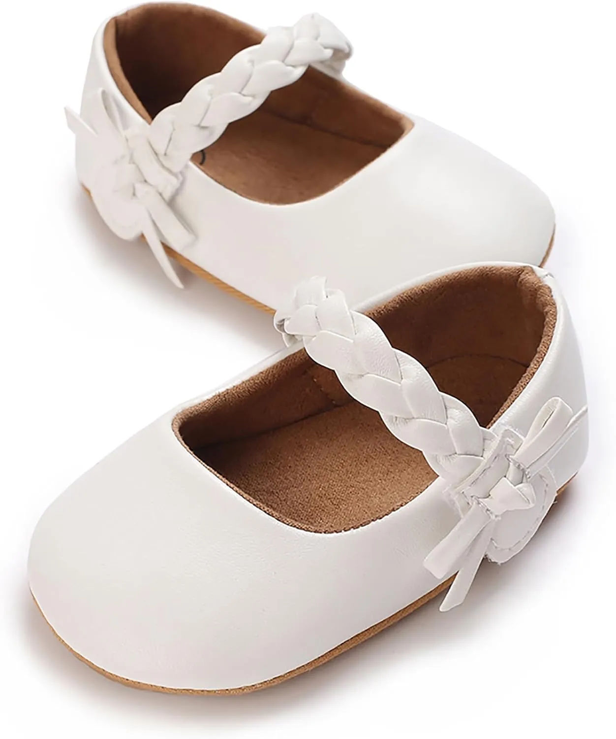 Baby Girls Mary Jane Flats Shoes Moccasins Rubber Non-Slip Soft Sole Toddler Princess Dress Shoes