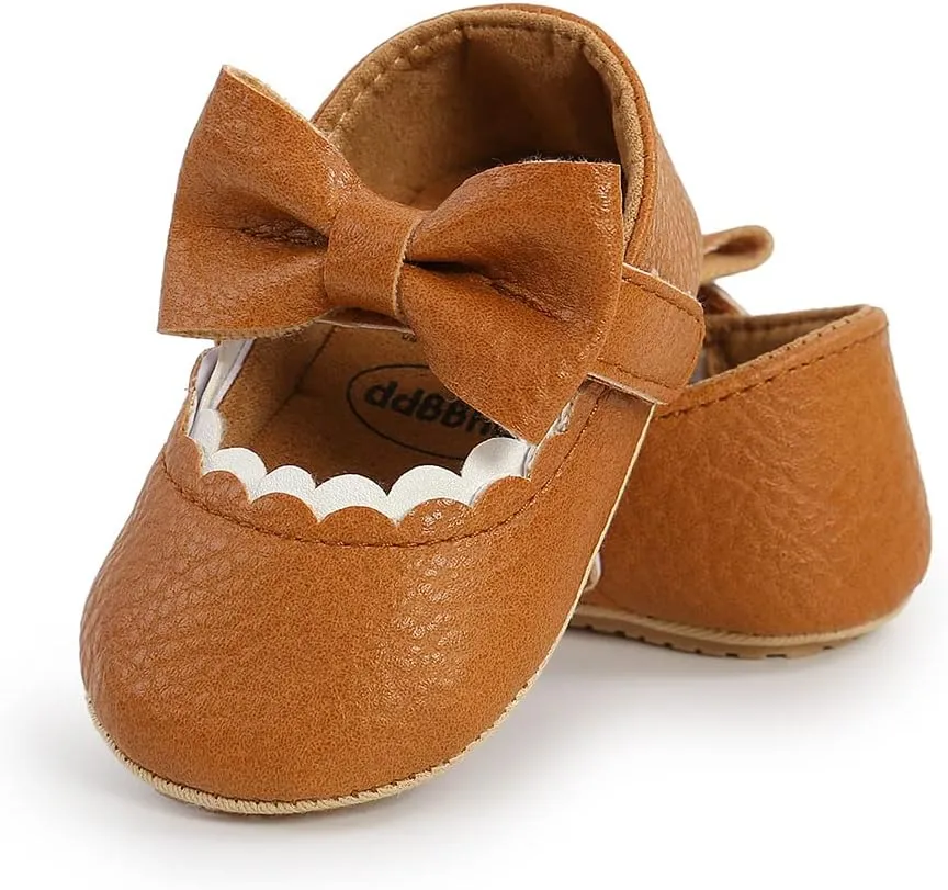 Baby Girls Mary Jane Flats Shoes Moccasins Rubber Non-Slip Soft Sole Toddler Princess Dress Shoes