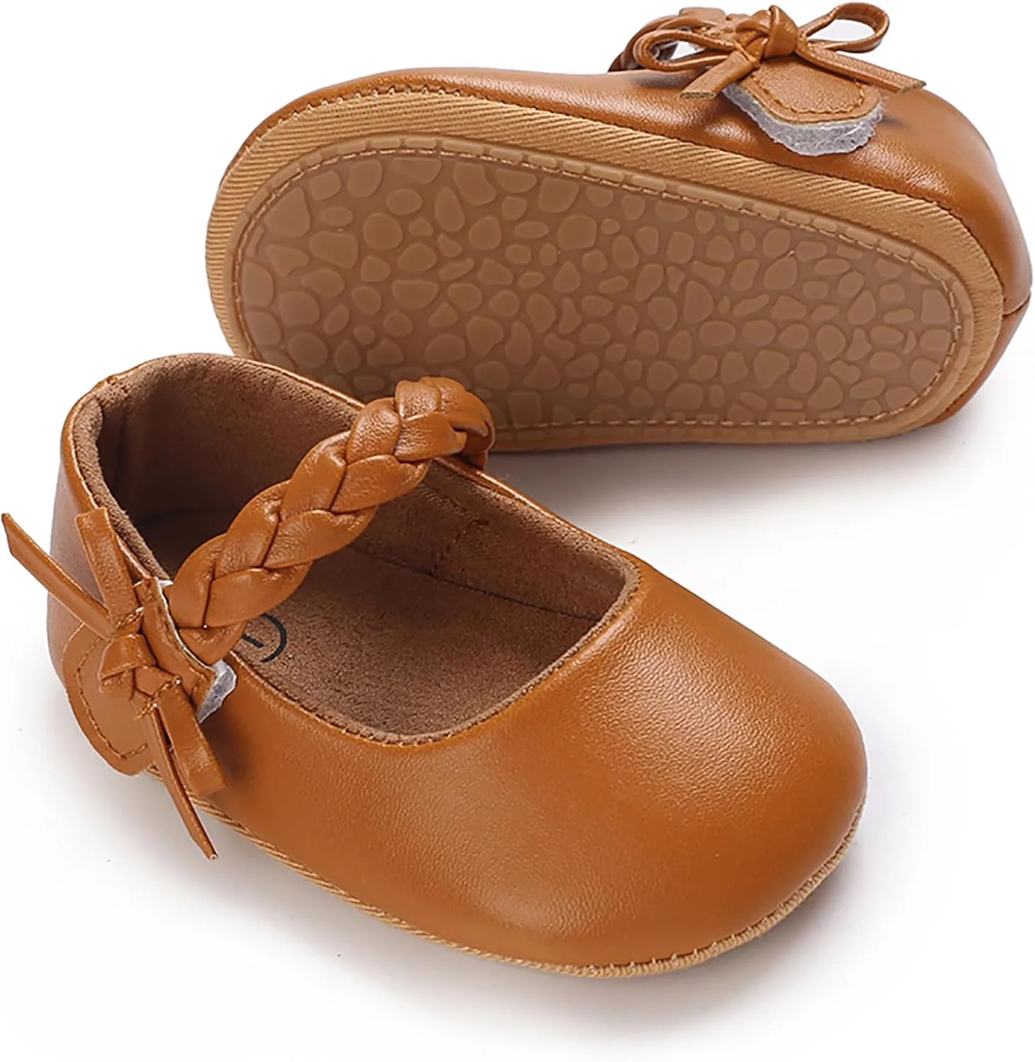 Baby Girls Mary Jane Flats Shoes Moccasins Rubber Non-Slip Soft Sole Toddler Princess Dress Shoes