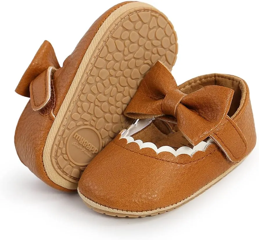 Baby Girls Mary Jane Flats Shoes Moccasins Rubber Non-Slip Soft Sole Toddler Princess Dress Shoes