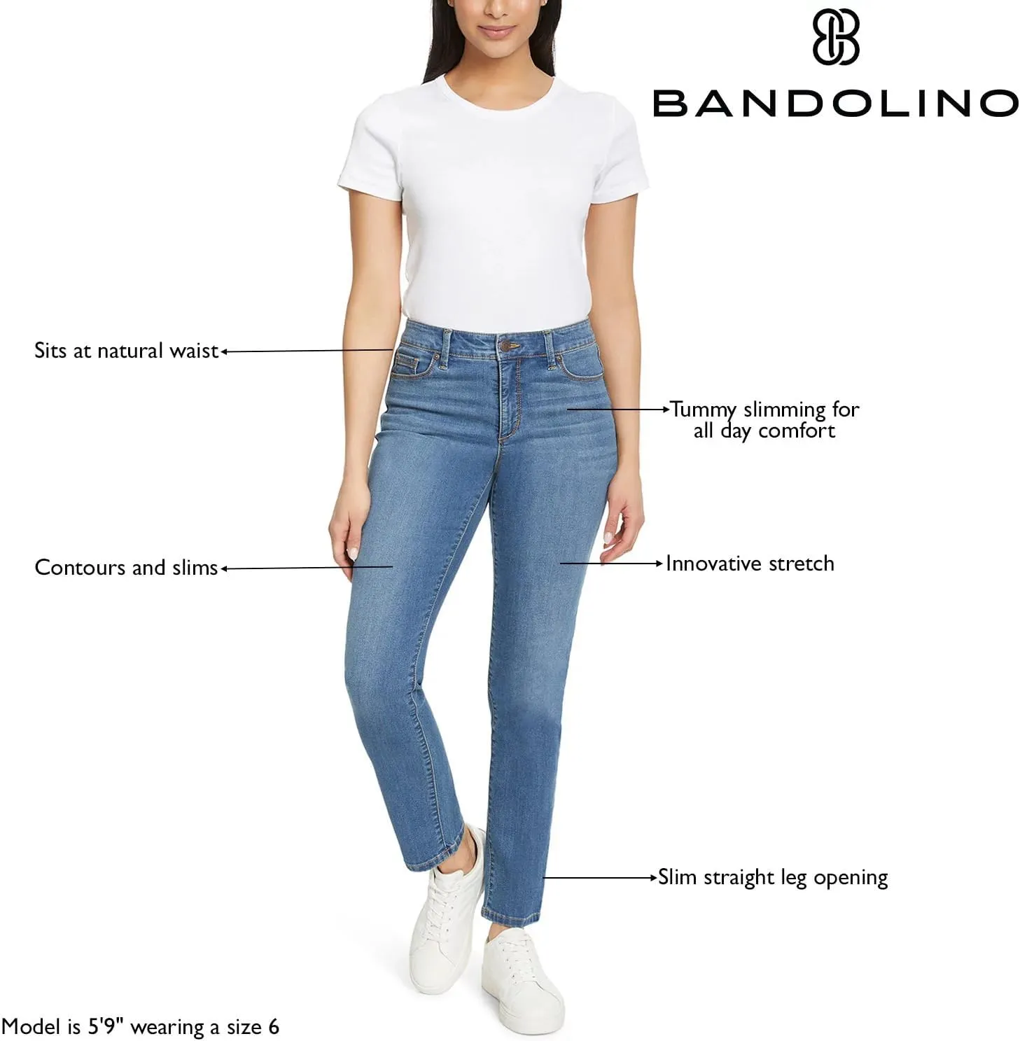 Bandolino Women's Amy Tummy Control Straight Leg Denim Jean