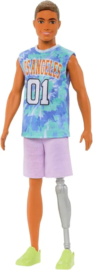 Barbie Fashionistas Ken Fashion Doll #212 with Prosthetic Leg Wearing Removable Los Angeles Jersey, Purple Shorts & Sneakers