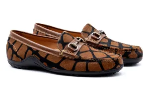 Bill "Hair On" Leather Horse Bit Loafers - Giraffe