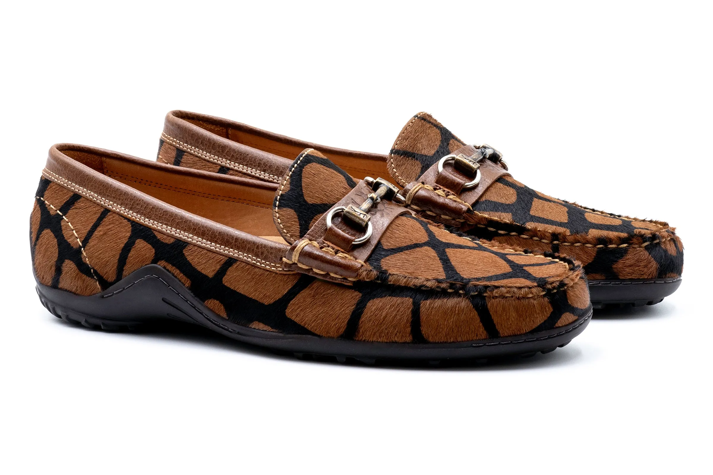 Bill "Hair On" Leather Horse Bit Loafers - Giraffe