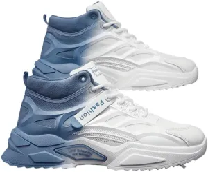 Breathable High Top Men's Lace-up Sneakers with Gradient Design