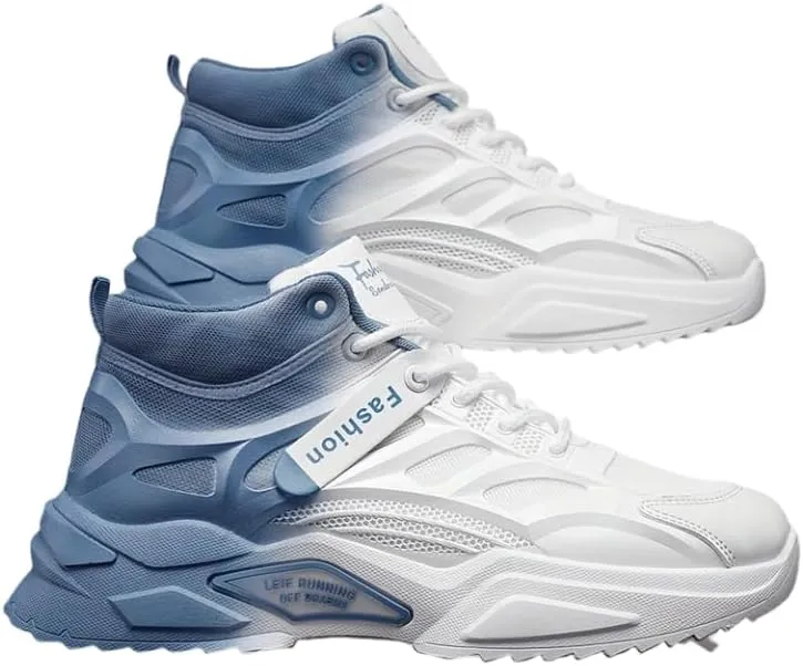 Breathable High Top Men's Lace-up Sneakers with Gradient Design