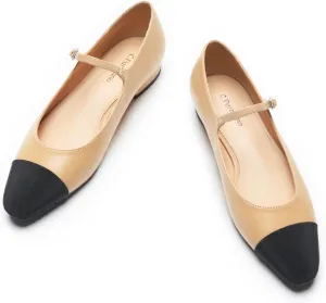 C. Paravano Women's Mary Jane Flats | Round Toe Leather Ballet Flats with Adjustable Strap, Dressy and Casual Shoes for Office,Travel,Bridal, Church,Business Meetings & Daily Wear
