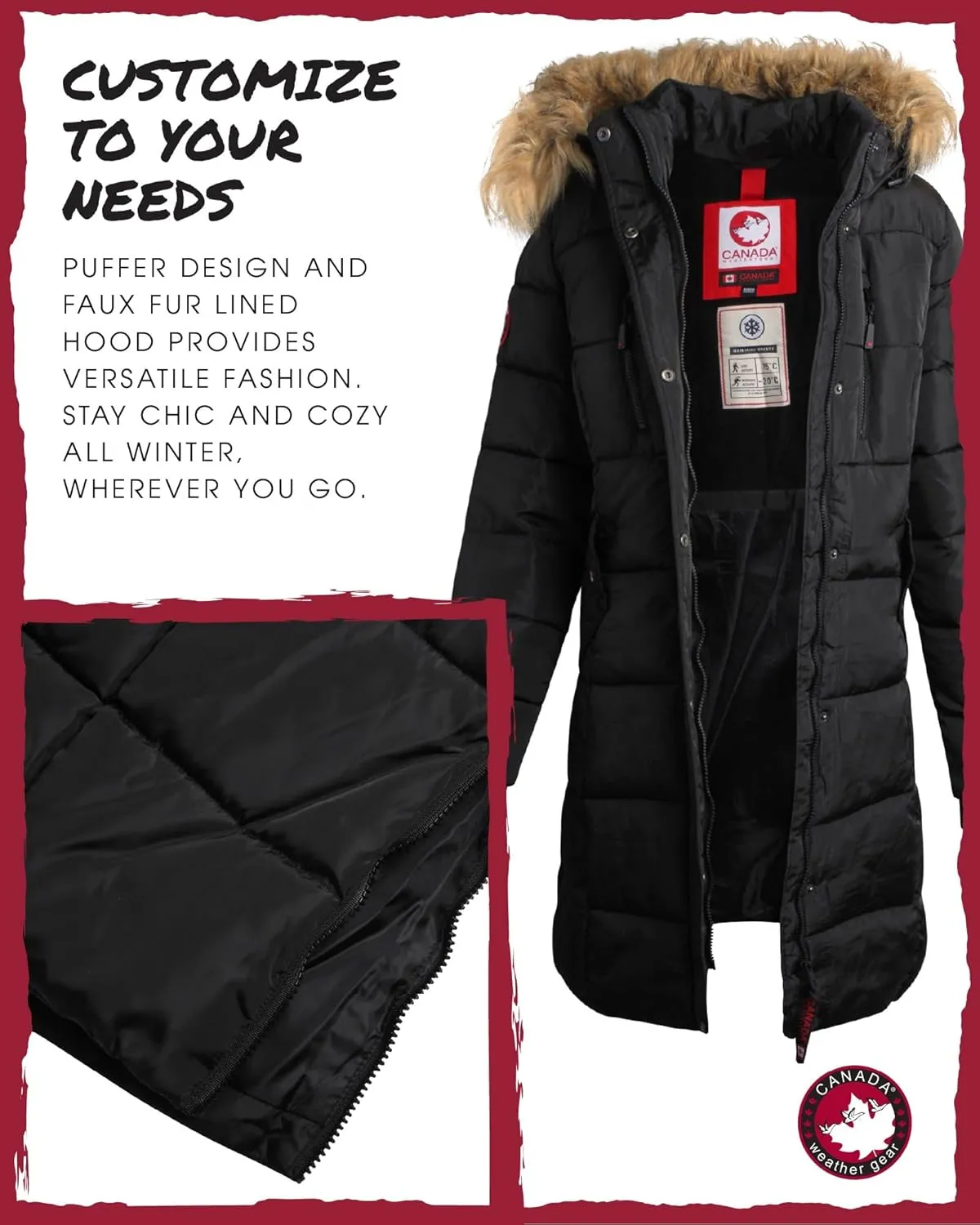 CANADA WEATHER GEAR Women's Winter Jacket - Heavyweight Long Length Bubble Puffer Parka (S-3X)