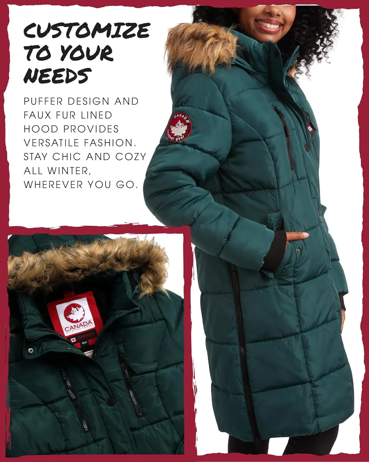 CANADA WEATHER GEAR Women's Winter Jacket - Heavyweight Long Length Bubble Puffer Parka (S-3X)