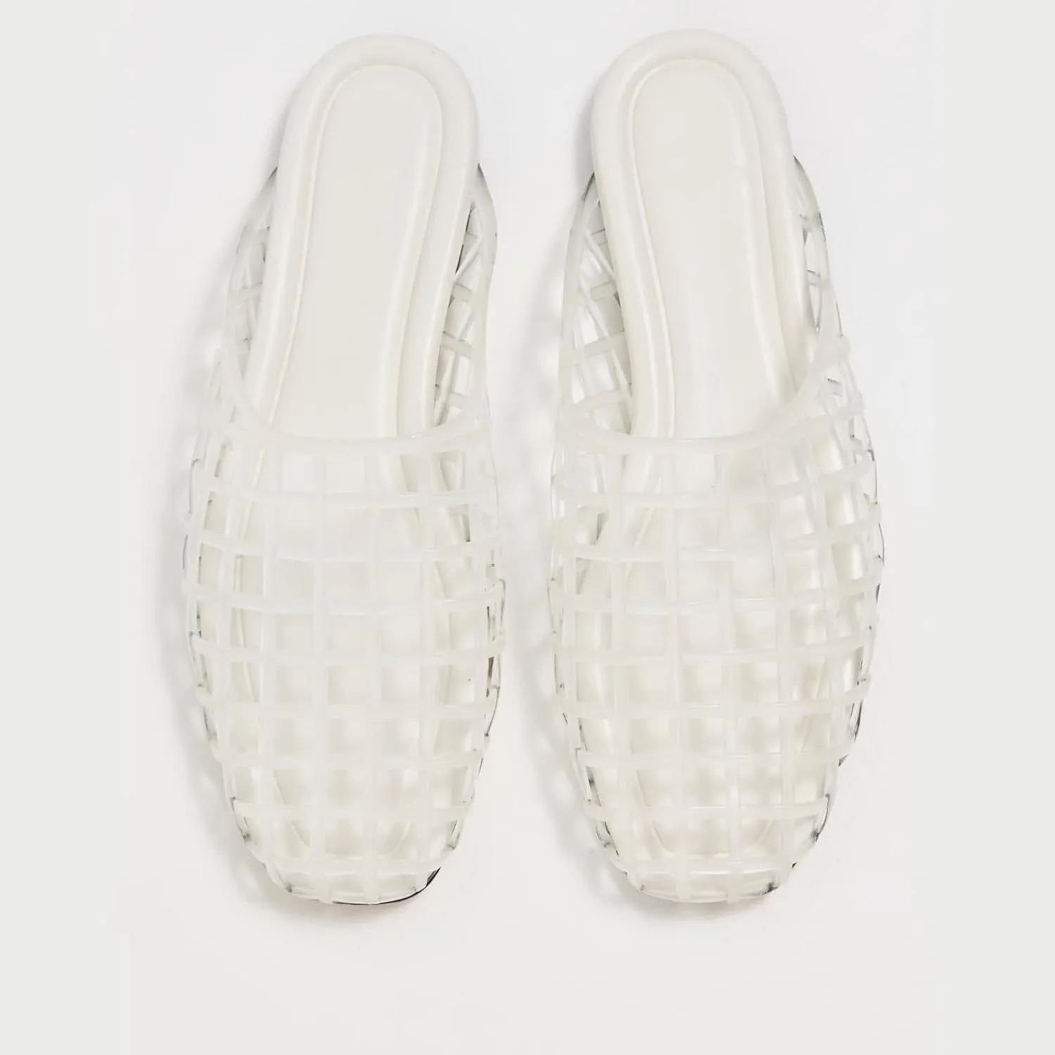 Caradise Jelly Shoes for Women Slip On Clear Mesh Flat Slides Closed Toe Jelly Sandals Mules Comfort Summer Slippers