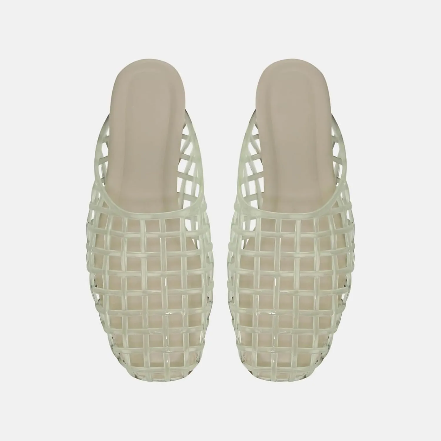 Caradise Jelly Shoes for Women Slip On Clear Mesh Flat Slides Closed Toe Jelly Sandals Mules Comfort Summer Slippers