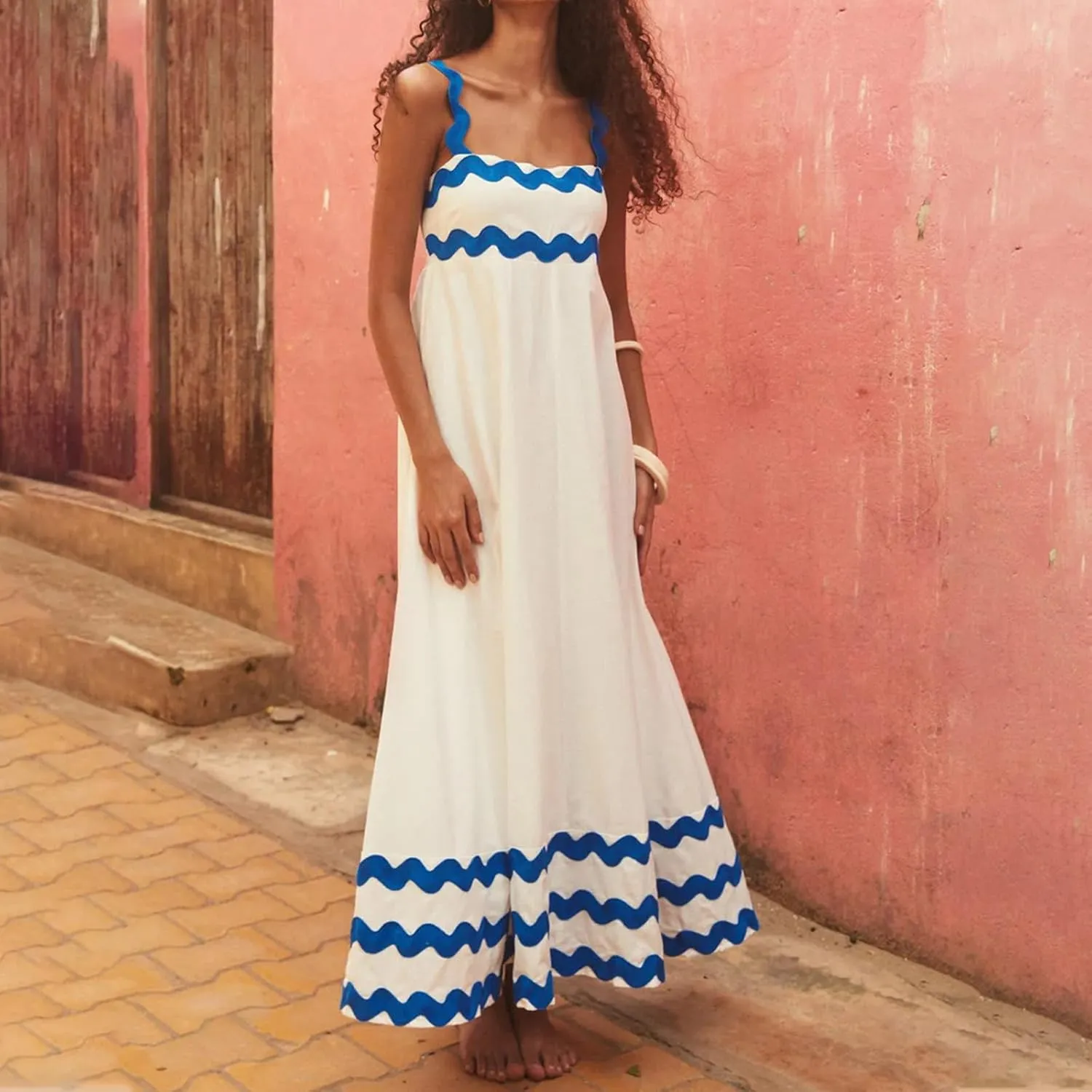 Ceboyel Women Summer Vacation Dresses 2024 Flowy Boho Maxi Long Dress Tiered Casual Sundresses Trendy Beachy Clothing