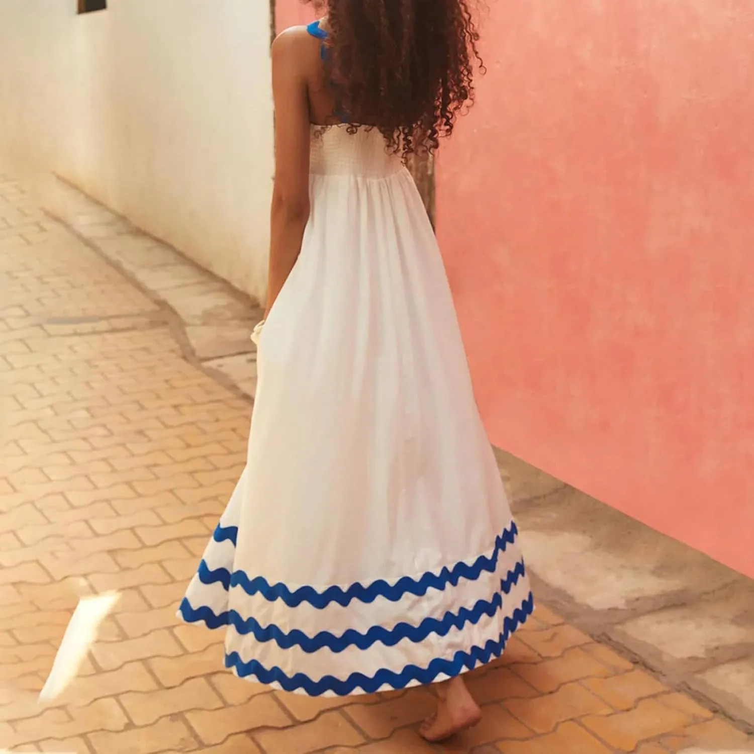 Ceboyel Women Summer Vacation Dresses 2024 Flowy Boho Maxi Long Dress Tiered Casual Sundresses Trendy Beachy Clothing